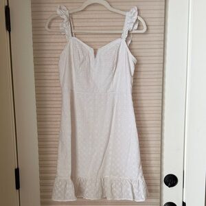 White Eyelet Sundress with Ruffle Hem